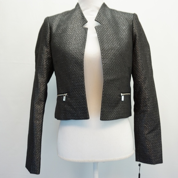 Calvin Klein Jackets & Blazers - Calvin Klein Metallic Open Front Cropped Jacket